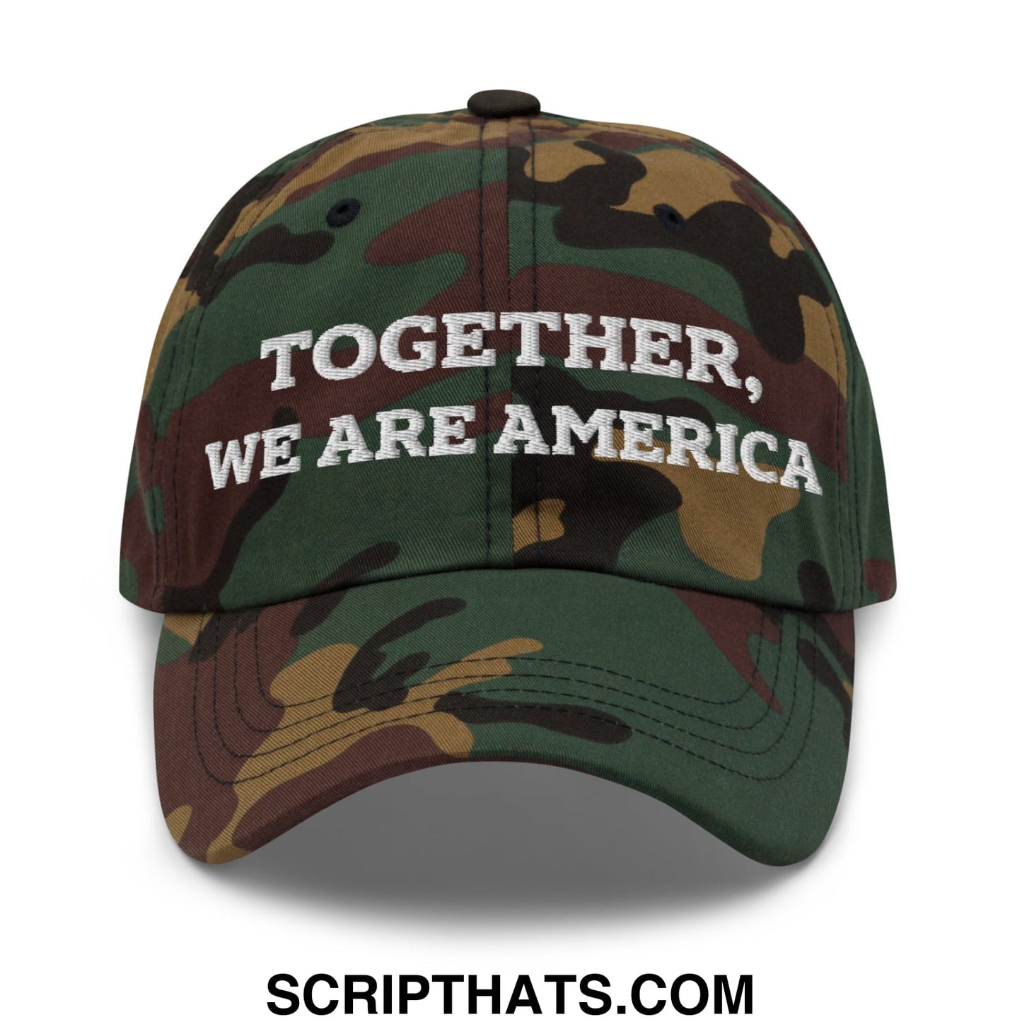 Together, We Are America Embroidered Unstructured Dad Hat Green Camo