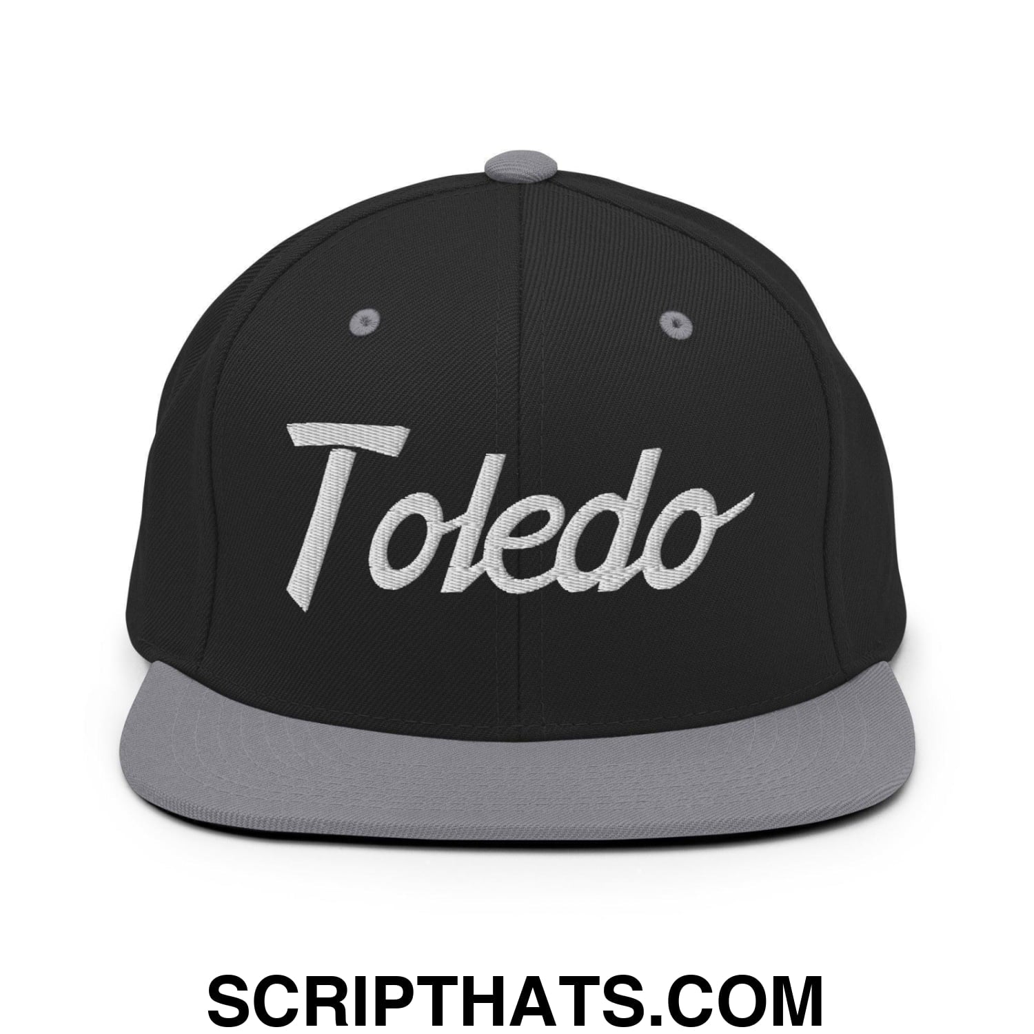 Toledo Script Snapback Hat Black Silver