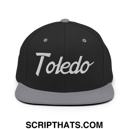 Toledo Script Snapback Hat Black Silver