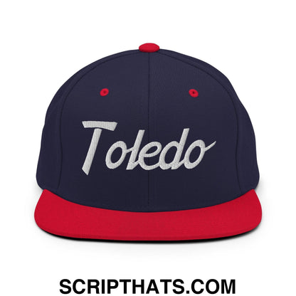Toledo Script Snapback Hat Navy Red