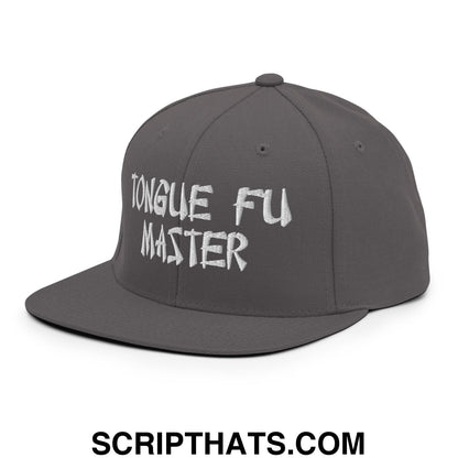 Tonque Fu Master Embroidered Flat Bill Brim Snapback Hat Dark Grey