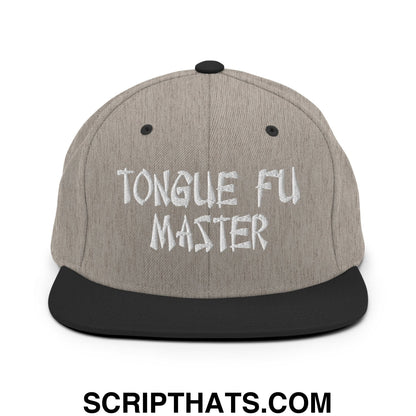 Tonque Fu Master Embroidered Flat Bill Brim Snapback Hat Heather Black