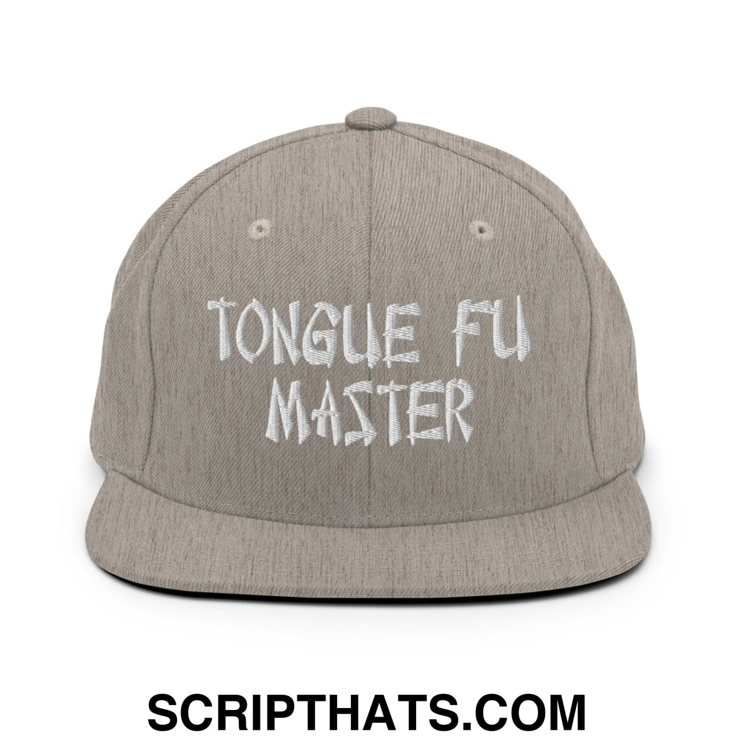 Tonque Fu Master Embroidered Flat Bill Brim Snapback Hat Heather Grey