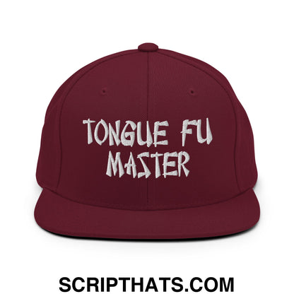 Tonque Fu Master Embroidered Flat Bill Brim Snapback Hat Maroon
