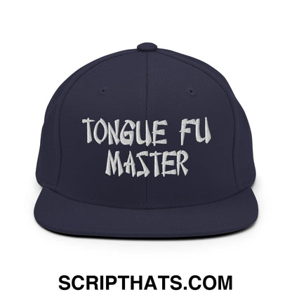 Tonque Fu Master Embroidered Flat Bill Brim Snapback Hat Navy