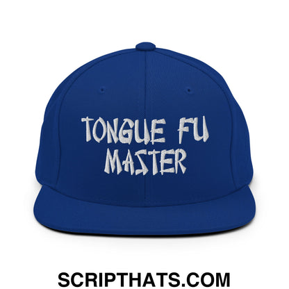 Tonque Fu Master Embroidered Flat Bill Brim Snapback Hat Royal Blue