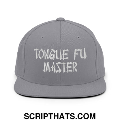 Tonque Fu Master Embroidered Flat Bill Brim Snapback Hat Silver
