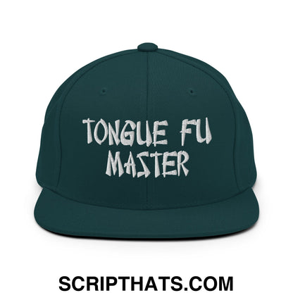 Tonque Fu Master Embroidered Flat Bill Brim Snapback Hat Spruce