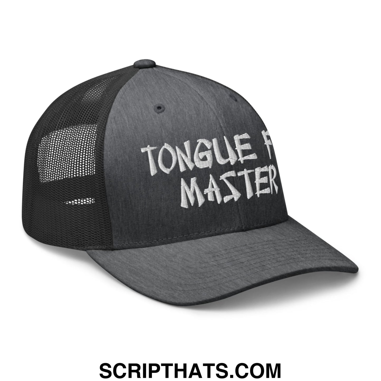Tonque Fu Master Embroidered Mesh Trucker Hat Dark Heather Gray