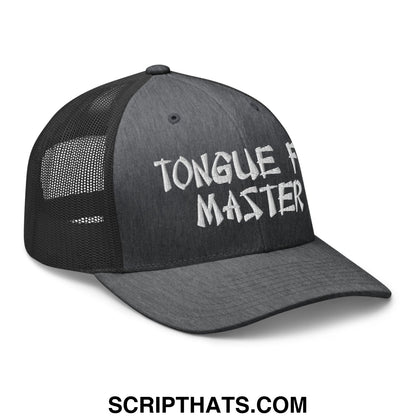 Tonque Fu Master Embroidered Mesh Trucker Hat Dark Heather Gray