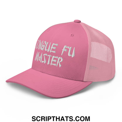 Tonque Fu Master Embroidered Mesh Trucker Hat Pink