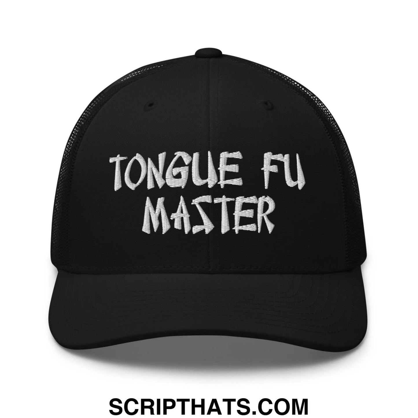 Tonque Fu Master Embroidered Mesh Trucker Hat Black
