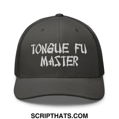 Tonque Fu Master Embroidered Mesh Trucker Hat Charcoal
