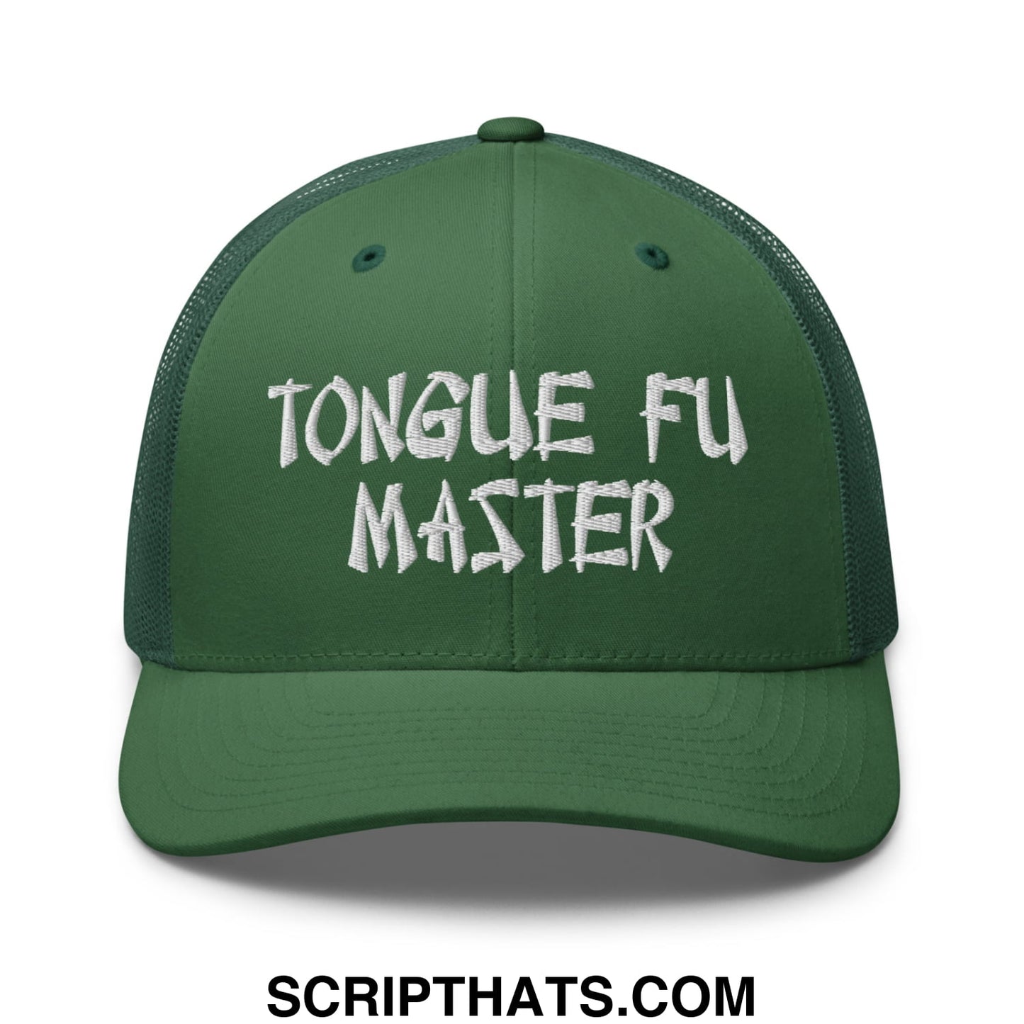 Tonque Fu Master Embroidered Mesh Trucker Hat Evergreen