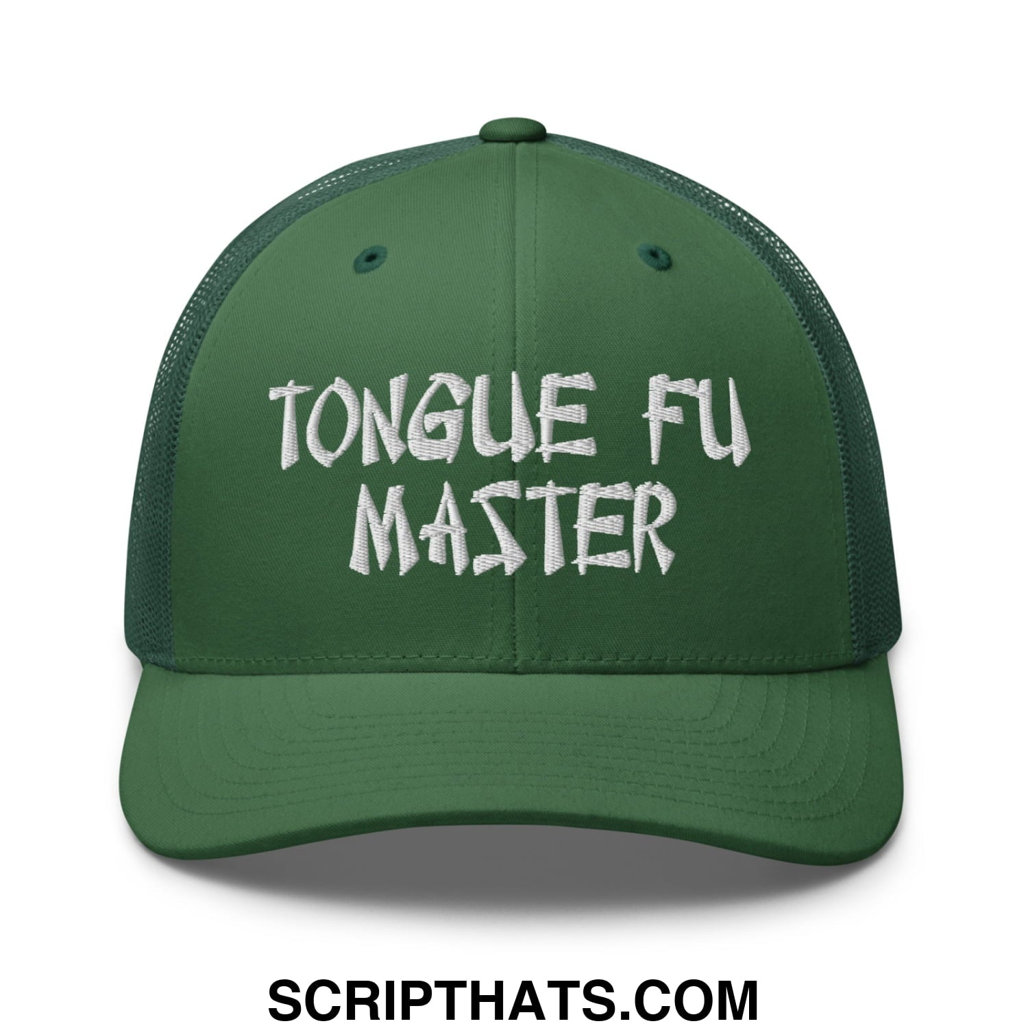 Tonque Fu Master Embroidered Mesh Trucker Hat Evergreen