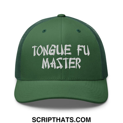 Tonque Fu Master Embroidered Mesh Trucker Hat Evergreen