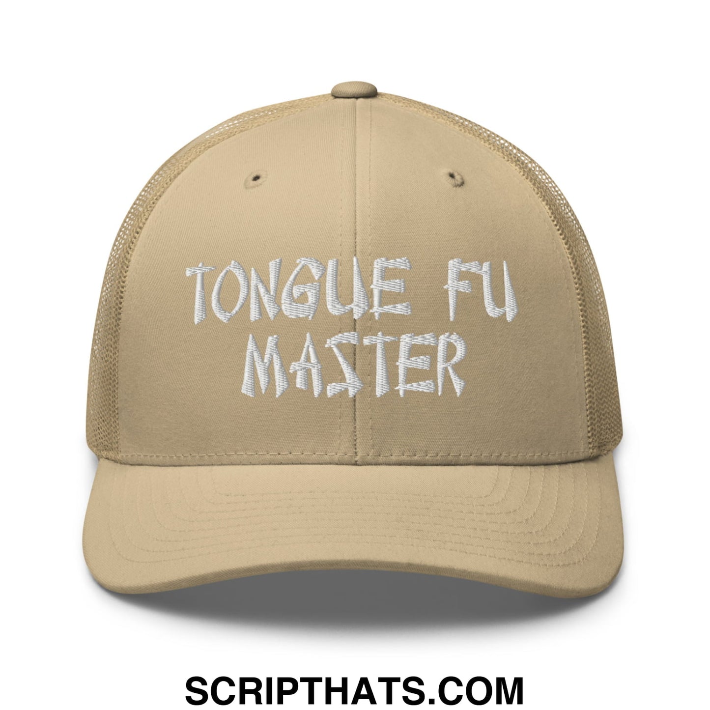 Tonque Fu Master Embroidered Mesh Trucker Hat Khaki