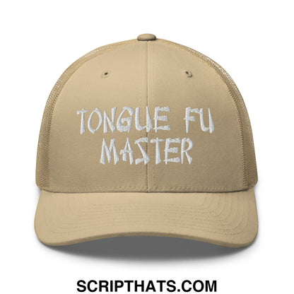 Tonque Fu Master Embroidered Mesh Trucker Hat Khaki