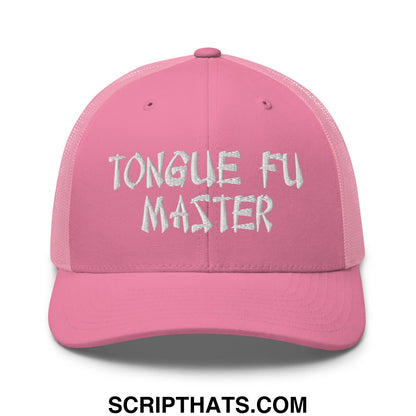 Tonque Fu Master Embroidered Mesh Trucker Hat Pink