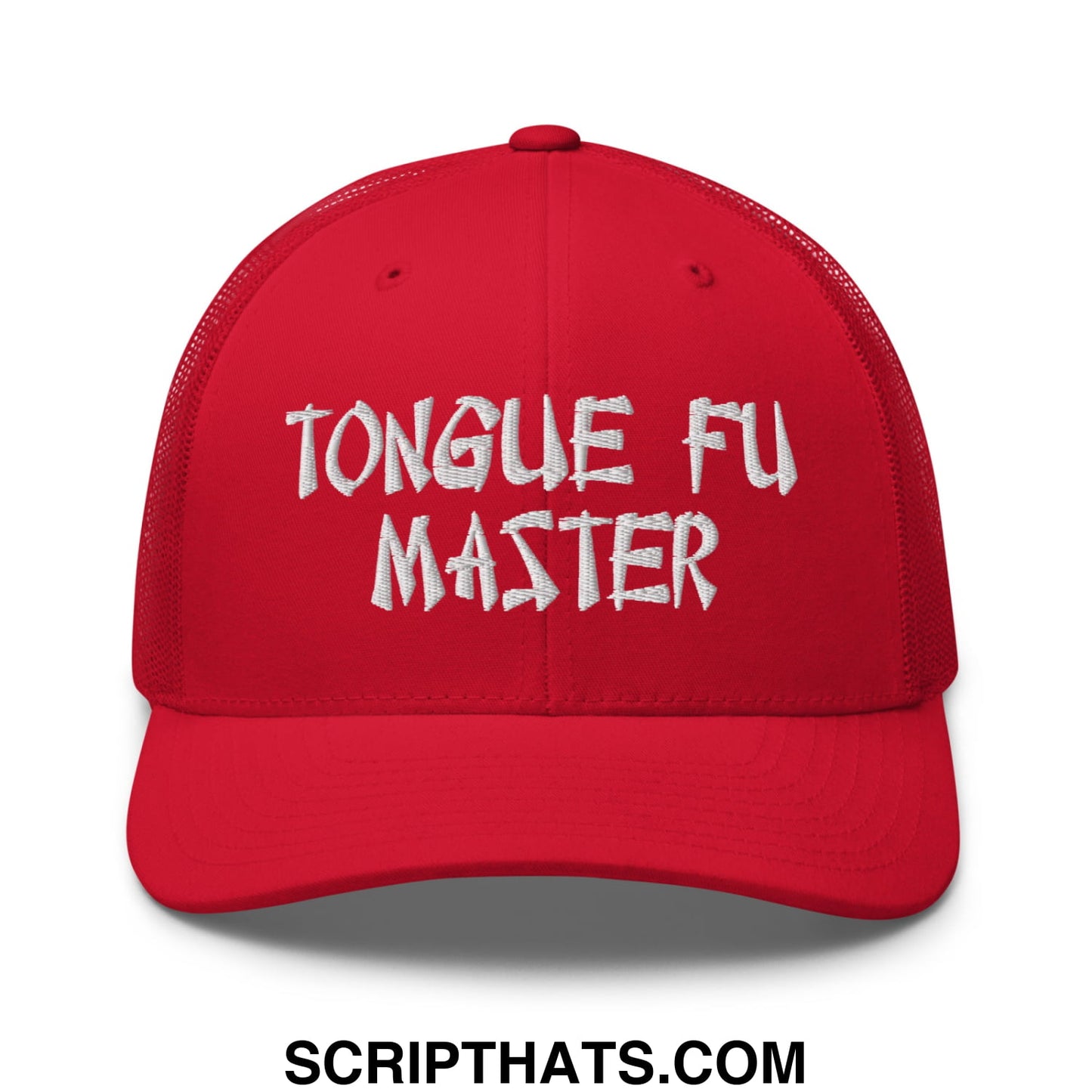 Tonque Fu Master Embroidered Mesh Trucker Hat Red