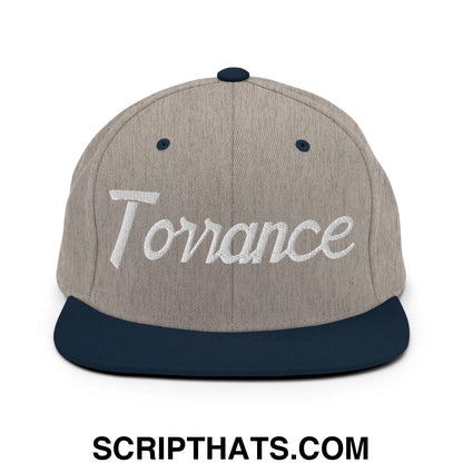 Torrance Script Snapback Hat Heather Grey Navy