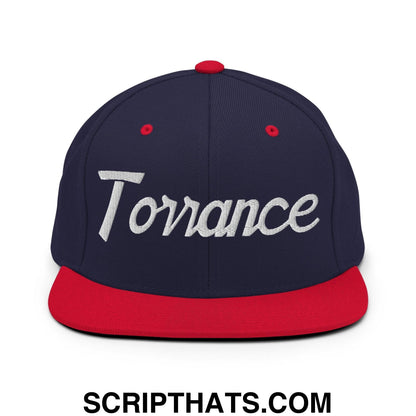 Torrance Script Snapback Hat Navy Red