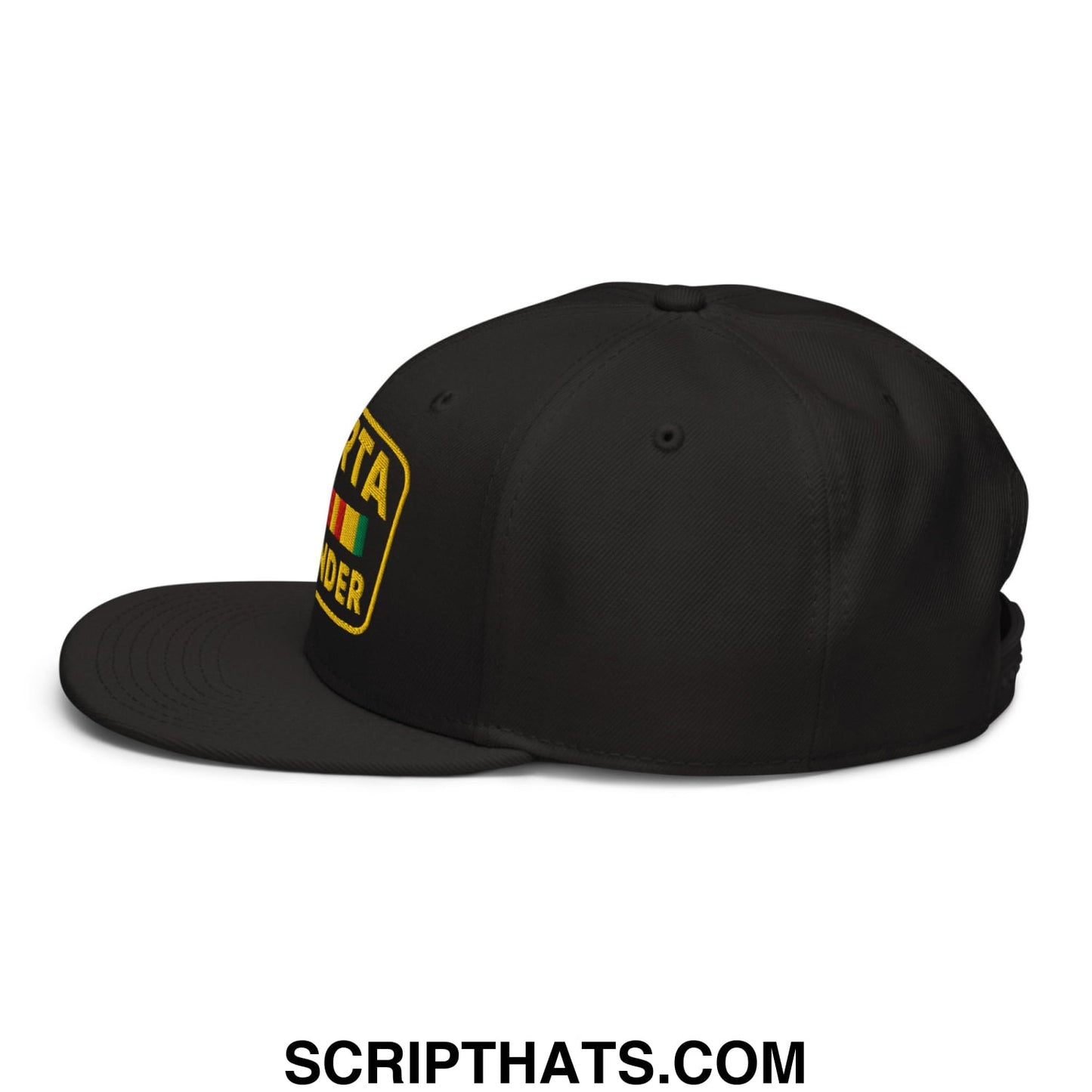 Torta Pounder Embroidered Flat Brim Bill Snapback Hat Black