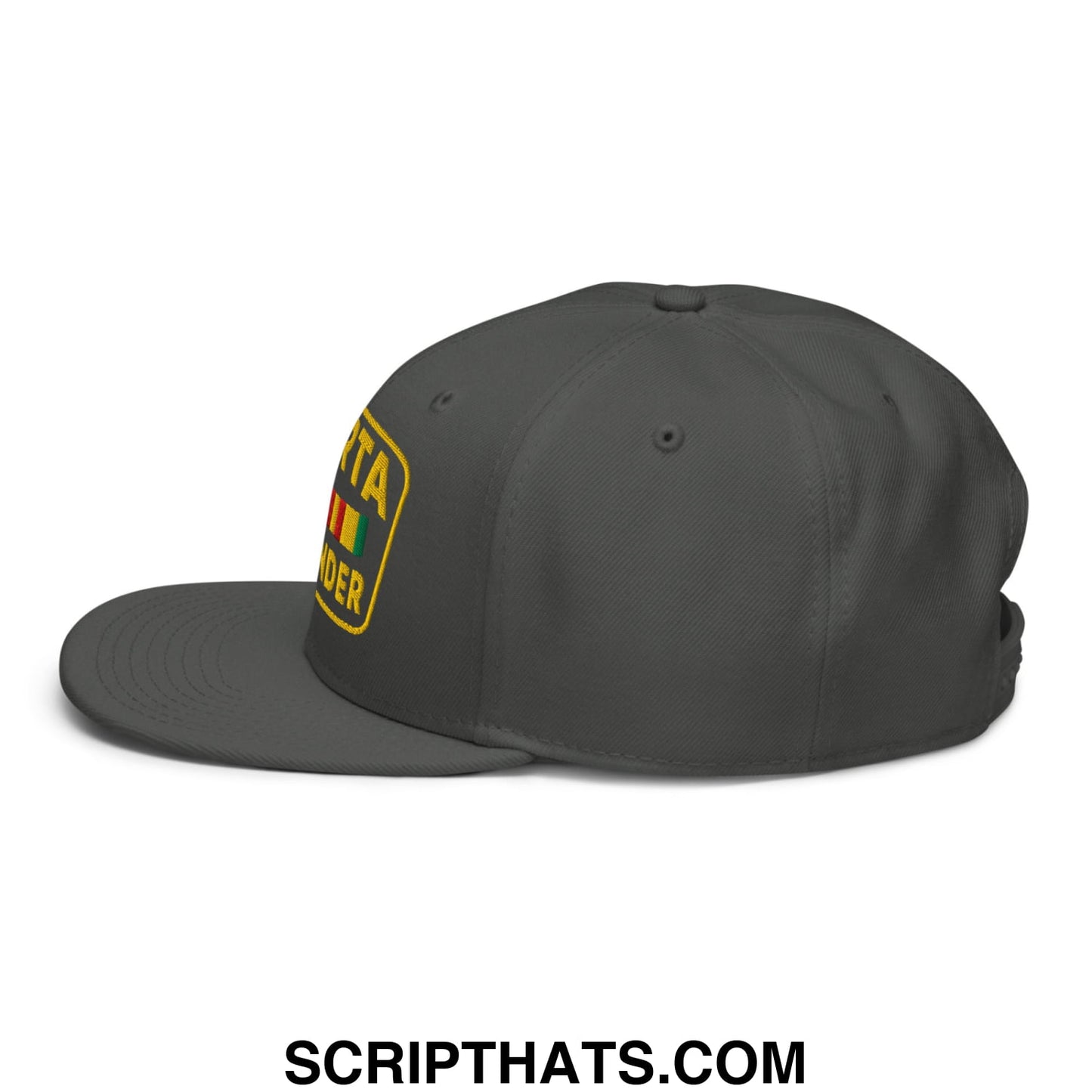 Torta Pounder Embroidered Flat Brim Bill Snapback Hat Charcoal gray