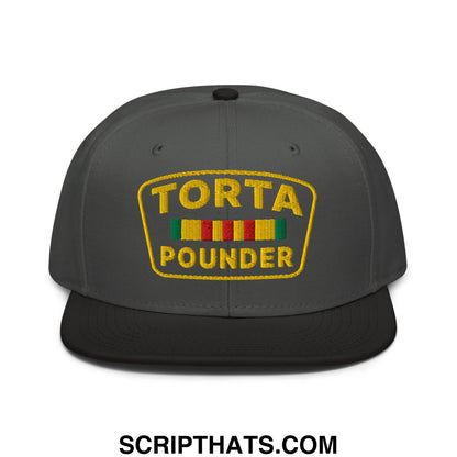 Torta Pounder Embroidered Flat Brim Bill Snapback Hat Black Charcoal gray Charcoal gray