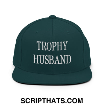 Trophy Husband Embroidered Flat Brim Bill Snapback Hat Spruce