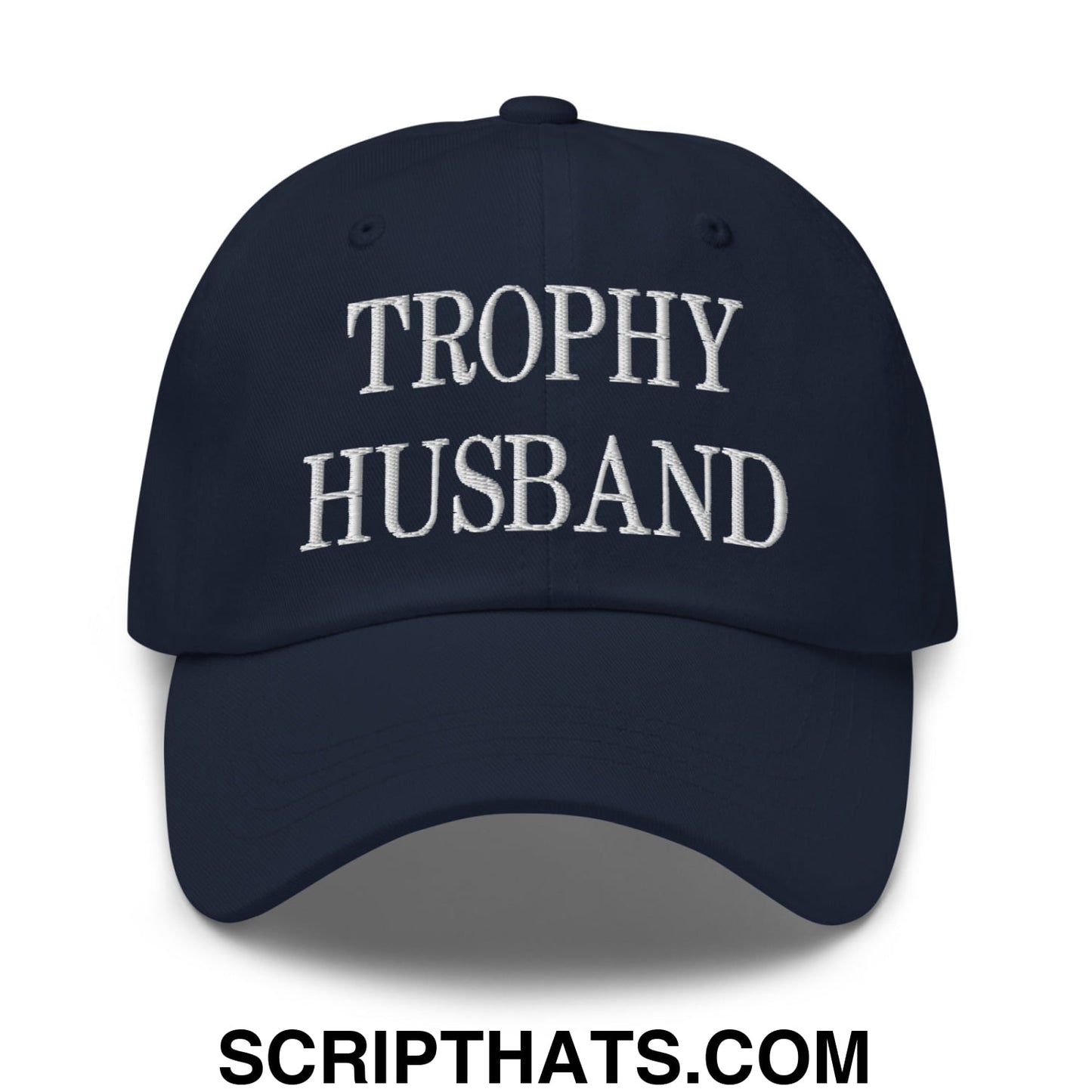 Trophy Husband Embroidered Unstructured Dad Hat Navy