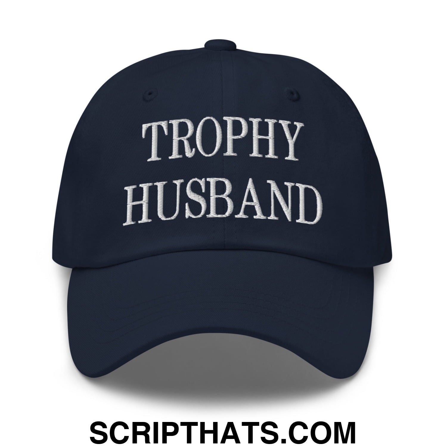 Trophy Husband Embroidered Unstructured Dad Hat Navy