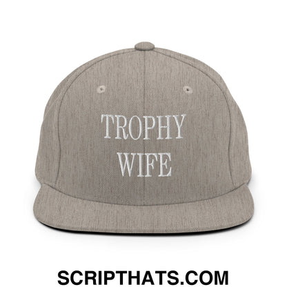 Trophy Wife Embroidered Flat Brim Bill Snapback Hat Heather Grey