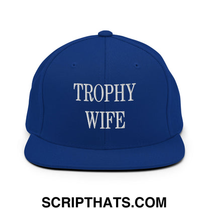 Trophy Wife Embroidered Flat Brim Bill Snapback Hat Royal Blue