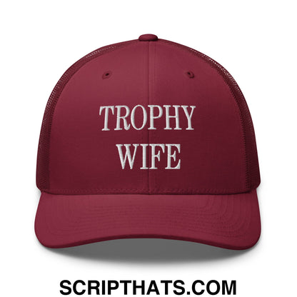 Trophy Wife Embroidered Mesh Trucker Hat Cranberry