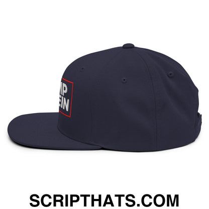 Trump Epstein 2028 Embroidered Flat Bill Brim Snapback Hat Navy