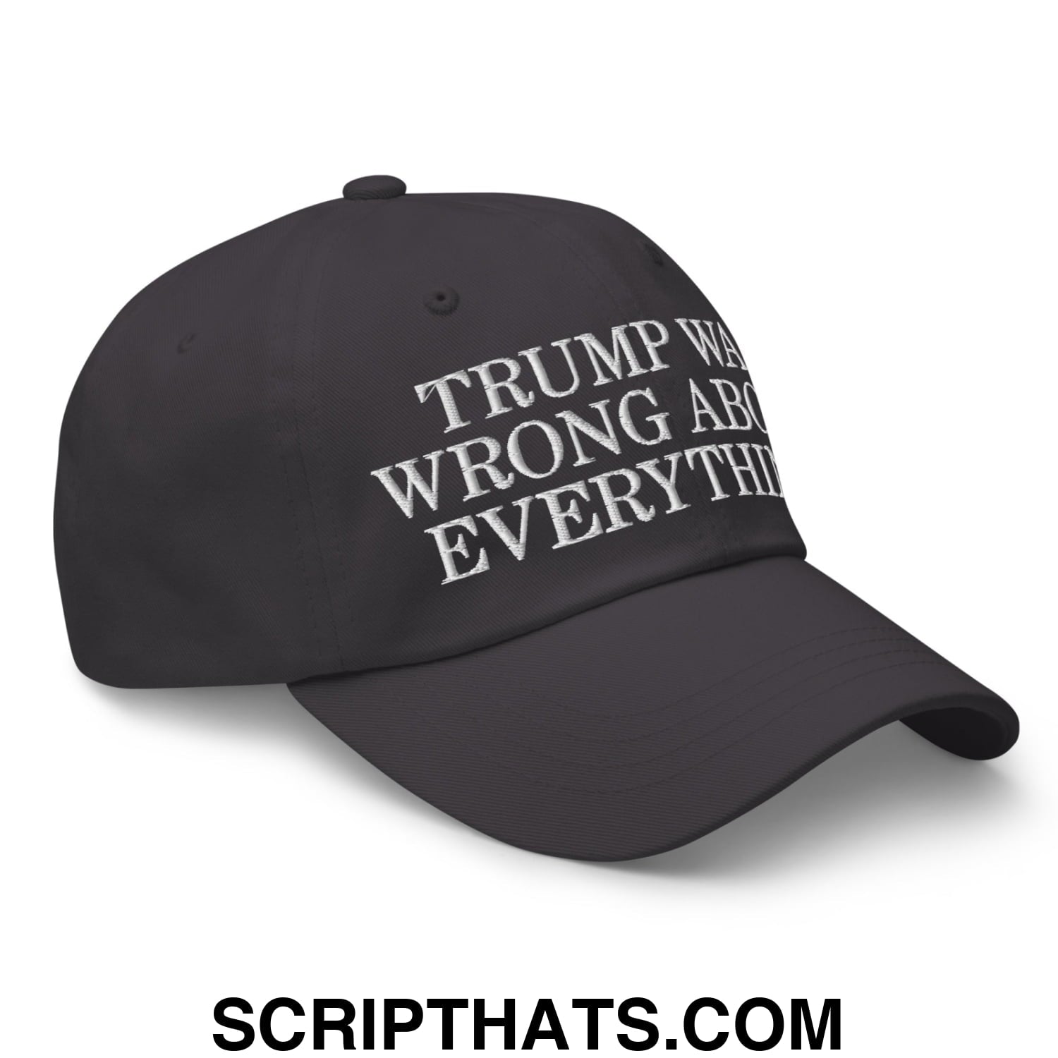 Trump Was Wrong About Everything! Embroidered Unstructured Dad Hat Dark Grey