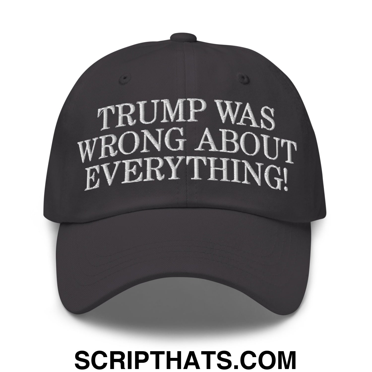 Trump Was Wrong About Everything! Embroidered Unstructured Dad Hat Dark Grey