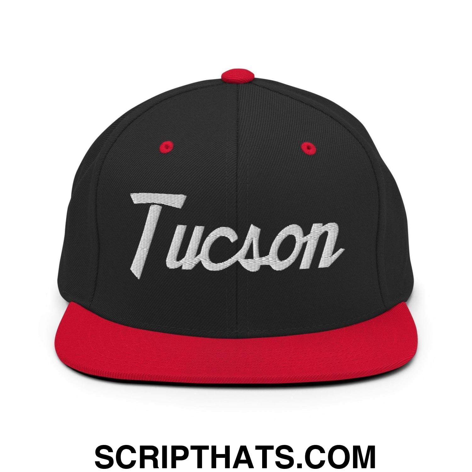 Tucson Script Snapback Hat Black Red