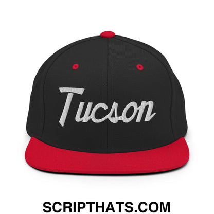 Tucson Script Snapback Hat Black Red