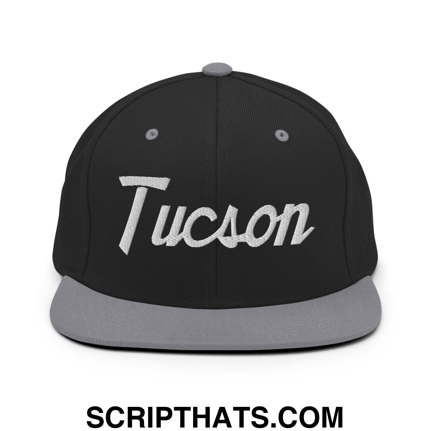 Tucson Script Snapback Hat Black Silver