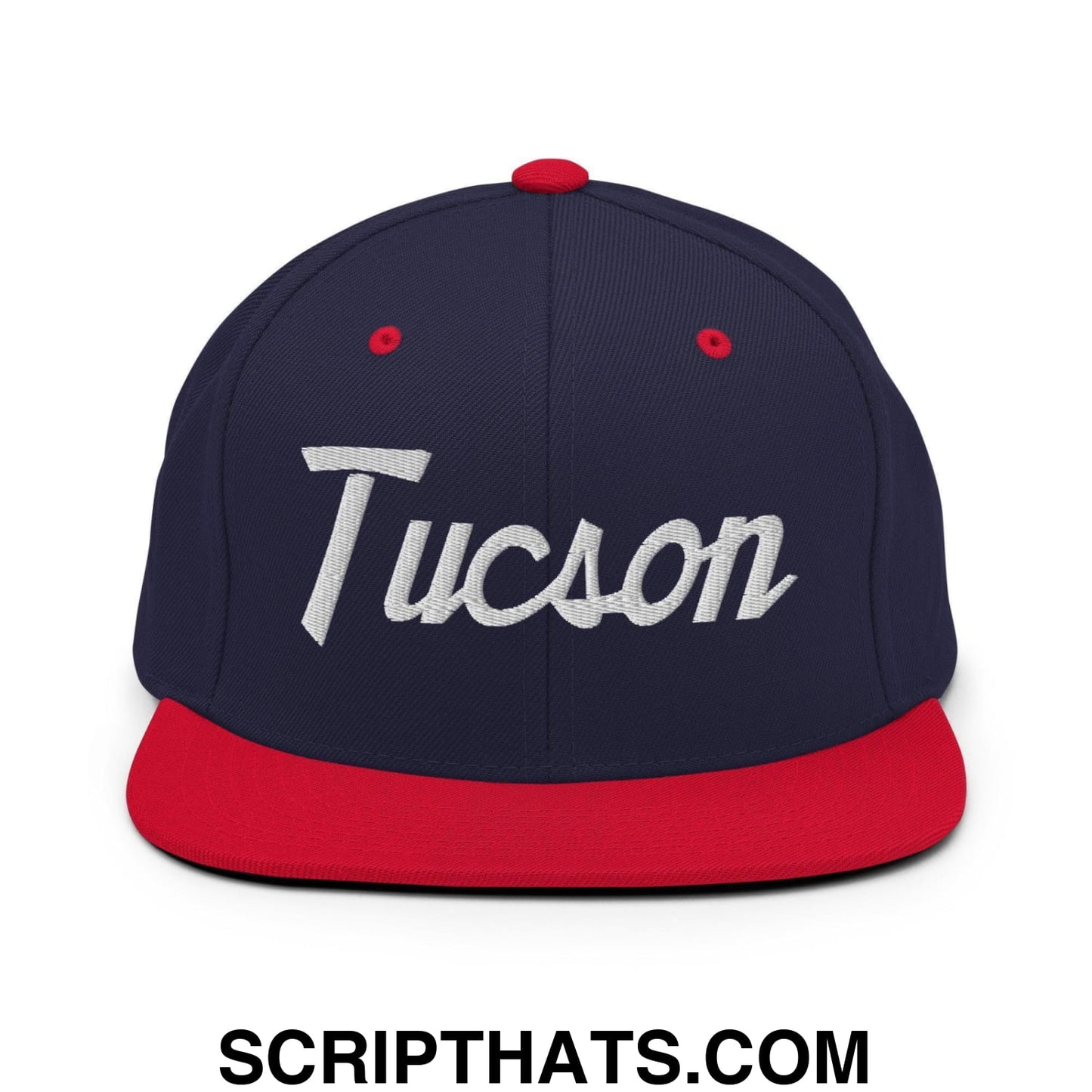 Tucson Script Snapback Hat Navy Red