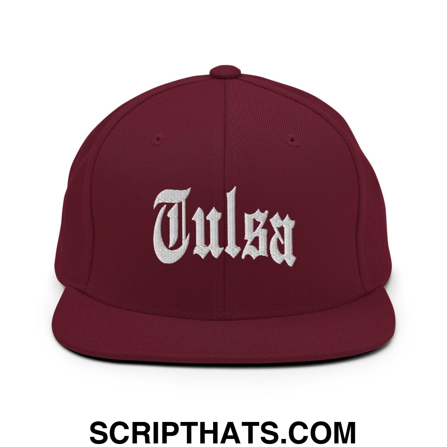 Tulsa II OG Old English Snapback Hat Maroon