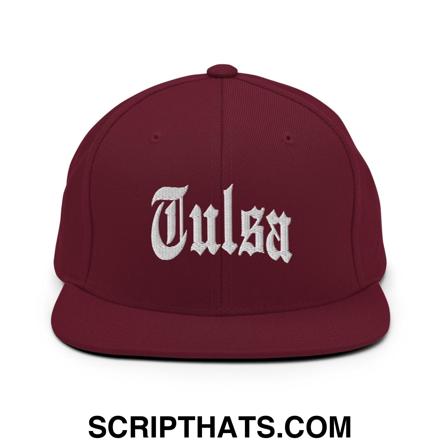 Tulsa II OG Old English Snapback Hat Maroon