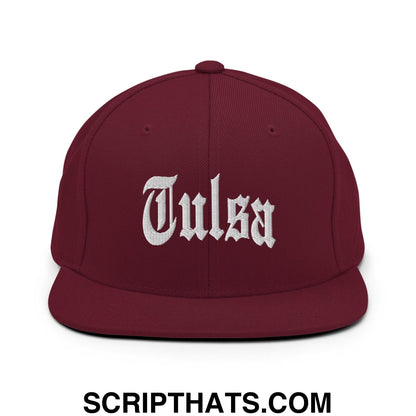 Tulsa II OG Old English Snapback Hat Maroon