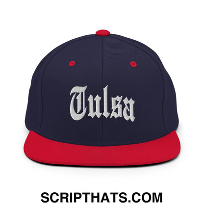 Tulsa II OG Old English Snapback Hat Navy Red