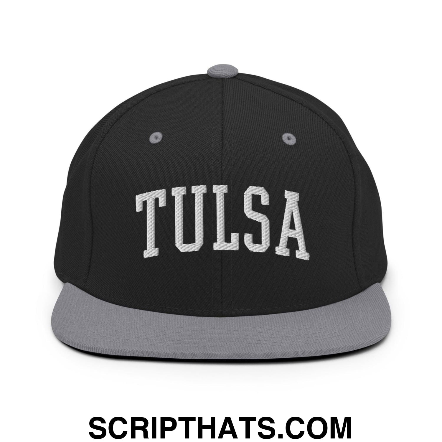 Tulsa II Varsity Letterman Block Snapback Hat Black Silver