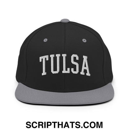 Tulsa II Varsity Letterman Block Snapback Hat Black Silver