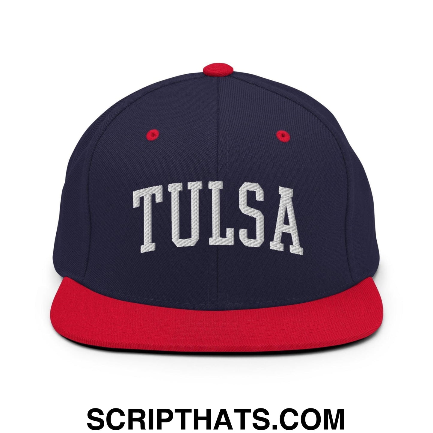 Tulsa II Varsity Letterman Block Snapback Hat Navy Red