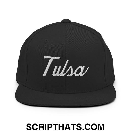 Tulsa II Vintage Sports Script Snapback Hat Black